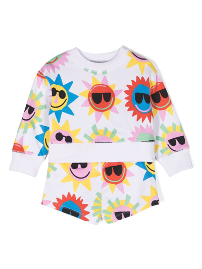 Stella Mccartney Kids' White Sunshine Sunglasses Cotton Shorts Set