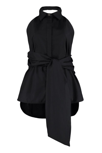 Max Mara Pianoforte Cotton Top In Black