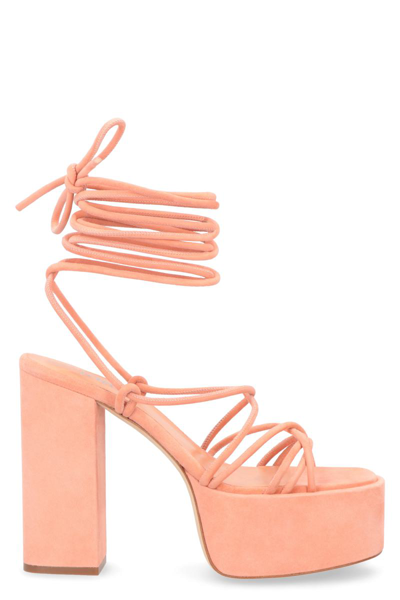 Paris Texas Malena Leather Platform Lace-up Sandals In Pink