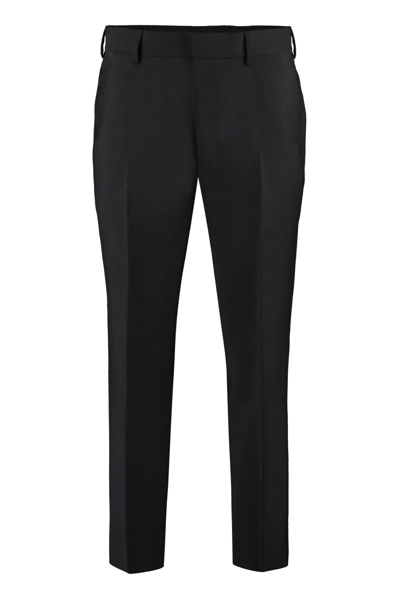 Prada Wool Blend Trousers In Black