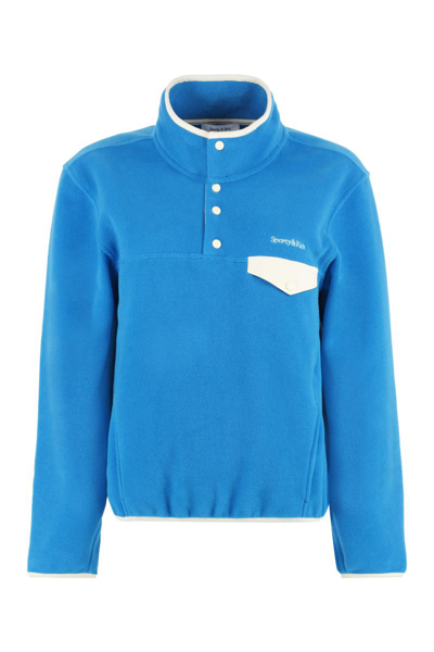Sporty And Rich Sporty & Rich Logo Embroidered High Neck Sweatshirt In Blue