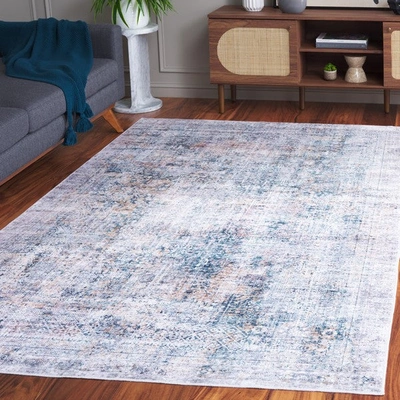 SAFAVIEH SAFAVIEH SANTA MONICA STM539Y POWER LOOMED DARK GREEN / BEIGE WASHABLE RUG