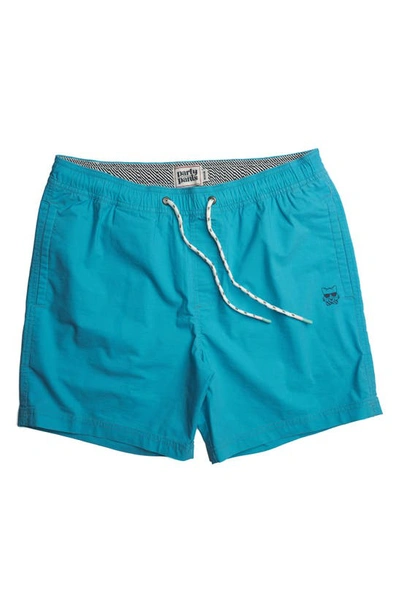 Party Pants Solid Vintage Volley Swim Shorts In Blue