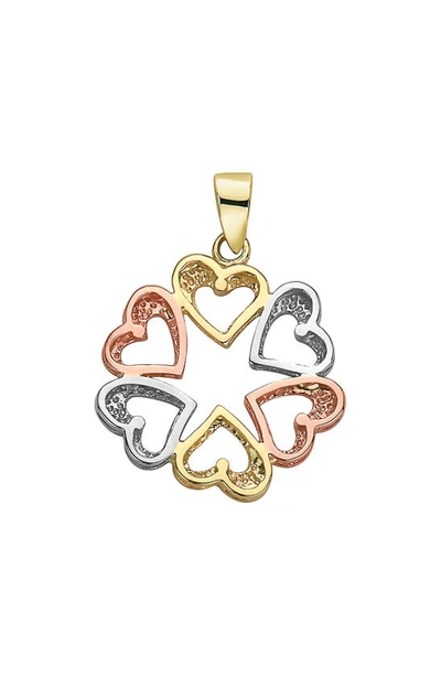 Best Silver 14k Gold Tri-tone Open Heart Circle Pendant In 3tone