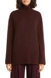 Vince Wool & Cashmere Turtleneck Tunic Sweater In Black Fig