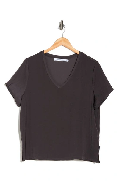 Calvin Klein Jeans Est.1978 V-neck Charmeuse T-shirt In Forged Iron