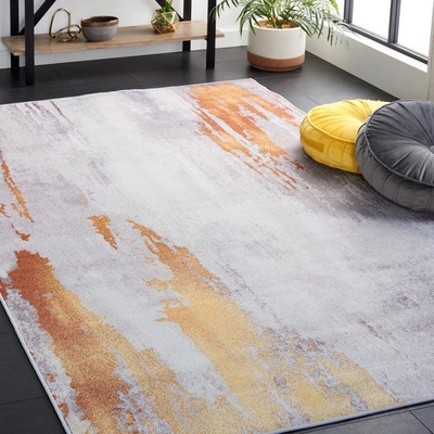 SAFAVIEH SAFAVIEH TACOMA TAC801P POWER LOOMED GREY / RUST WASHABLE RUG