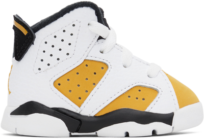 Nike Baby White & Yellow Jordan 6 Retro Sneakers In Dv3606-170