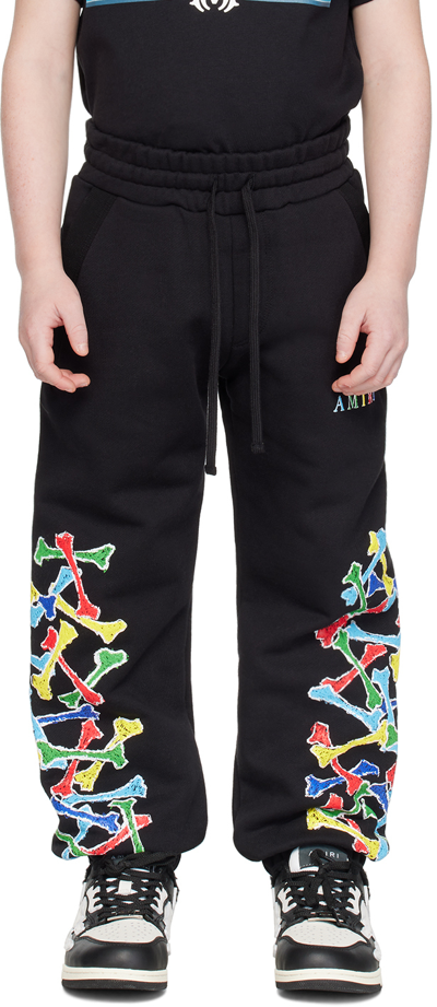 Amiri Kids' Bones-print Track Trousers In Black