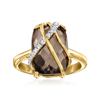 Ross-simons Smoky Quartz And . White Zircon Ring In 18kt Gold Over Sterling In Black