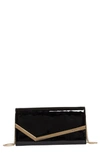 Jimmy Choo Emmie Leather Clutch In Black/ Light Gold