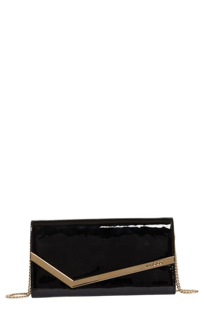 Jimmy Choo Emmie Leather Clutch In Black/ Light Gold