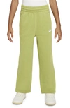 Nike Sportswear Club Fleece Big Kids' (girls') Wide-leg Pants In Pear/ Pear/ White