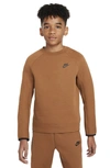 Nike Sportswear Tech Fleece Big Kids' (boys') Sweatshirt In Light British Tan/black/black