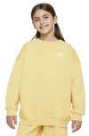 Nike Sportswear Club Fleece Big Kids' (girls') Oversized Sweatshirt In Yellow