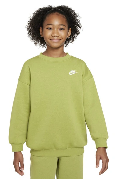 Nike Sportswear Club Fleece Big Kids' (girls') Oversized Sweatshirt In Pear/white