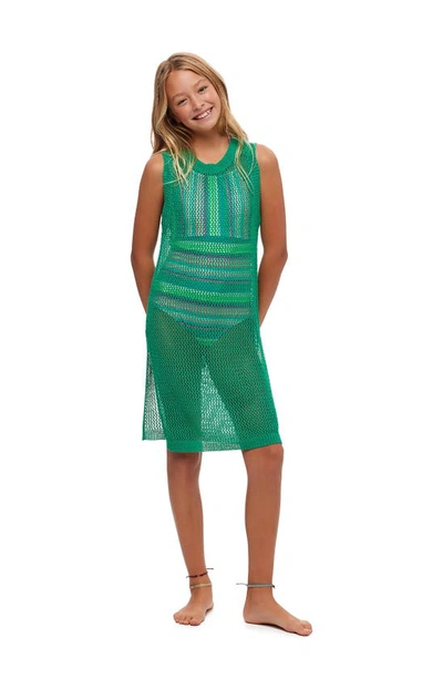 Beach Lingo Kids' Sheer Cover-up Dress In Jazzy Jade