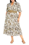CITY CHIC MARNIE FLORAL BELTED SHIRTDRESS