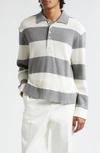 THOM BROWNE RUGBY STRIPE COTTON POLO SWEATER