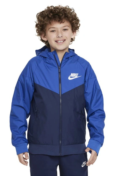 Nike Kids' Windrunner Water Repellent Hooded Jacket In Blue