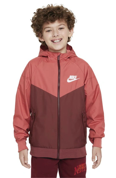Nike Kids' Windrunner Water Repellent Hooded Jacket In Red