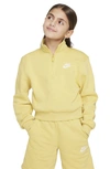 Nike Sportswear Club Fleece Big Kids' (girls') 1/2-zip Long-sleeve Top In Yellow