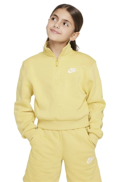 Nike Sportswear Club Fleece Big Kids' (girls') 1/2-zip Long-sleeve Top In Yellow