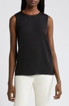 Theory Black Crewneck Top With Ruched Details On The Front In Black