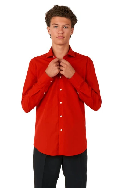 Opposuits Kids' Red Devil Button-up Shirt In Dark Red