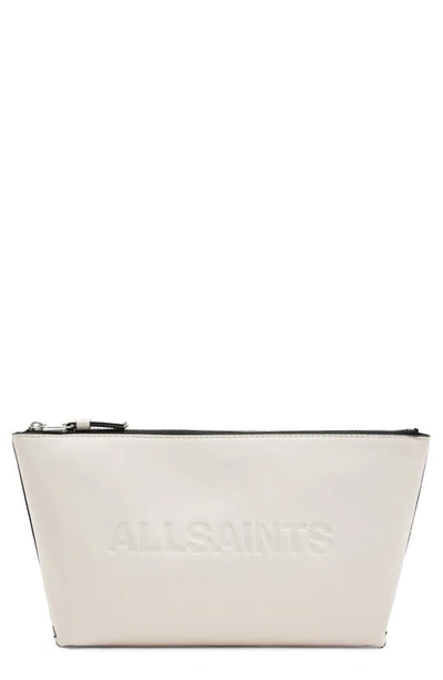 Allsaints Emile Leather Zip Pouch In Desert White