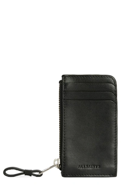 Allsaints Isamu Tierra Leather Cardholder In Black
