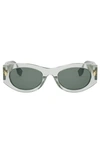 Fendi Roma 52mm Oval Sunglasses In Transparent Green Smoke