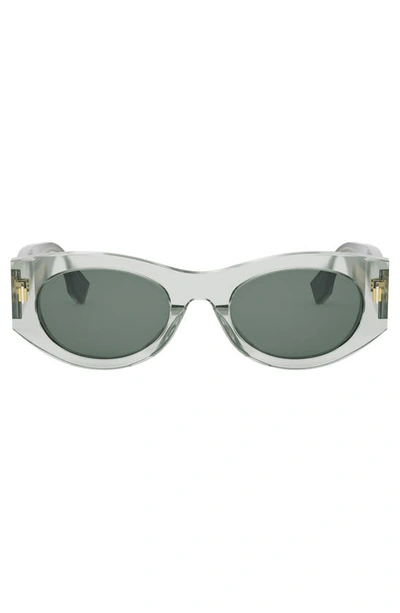 Fendi Roma 52mm Oval Sunglasses In Transparent Green Smoke