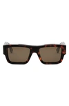 Fendi Signature 53mm Rectangular Sunglasses In Havana/brown Solid