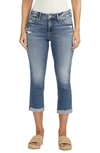 SILVER JEANS CO. SILVER JEANS CO. ELYSE LUXE STRETCH COMFORT FIT DISTRESSED RAW HEM CROP JEANS