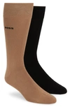 Hugo Boss Assorted 2-pack Dress Socks In Medium Beige