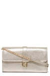 Cole Haan Pebble Leather Wallet On A Chain In Soft Gold