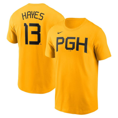 Nike Men's  Ke'bryan Hayes Gold Pittsburgh Pirates 2023 City Connect Name And Number T-shirt