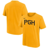 NIKE YOUTH NIKE GOLD PITTSBURGH PIRATES CITY CONNECT WORDMARK T-SHIRT