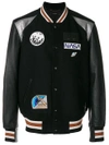 Coach Leather & Wool Bomber Jacket W/ Patches