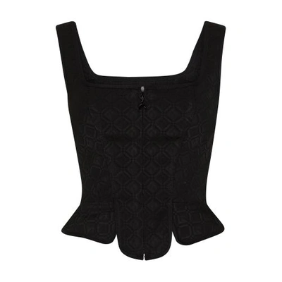 Marine Serre Moon Diamant Jacquard Corset Top In Black