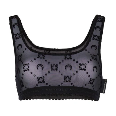 Marine Serre Black Moonogram Bra In Bk99_black