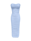 Dress The Population Women's Heather Ruched Midi-dress In Sky