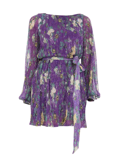 Dress The Population Women's Kirsi Floral Loose Minidress In Purple