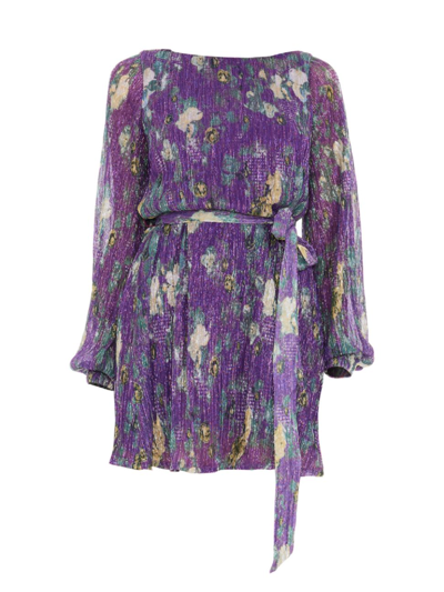 Dress The Population Women's Kirsi Floral Loose Minidress In Violet Multi