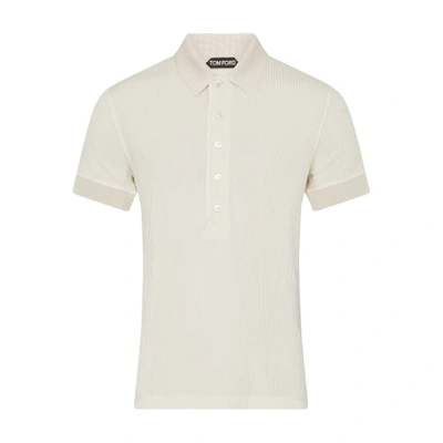 Tom Ford Short-sleeved Polo In Ivory