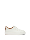 SANTONI LEATHER SLIP-ON SNEAKERS