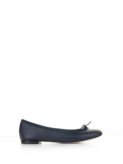 Repetto Navy Blue Leather Ballet Flat In Classique