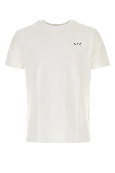 Apc White Cotton T-shirt In Blanc/dark Navy