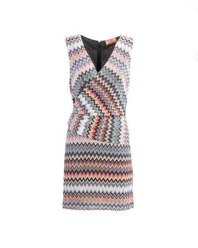 Missoni Zigzag-woven Draped-detail Dress In Grey